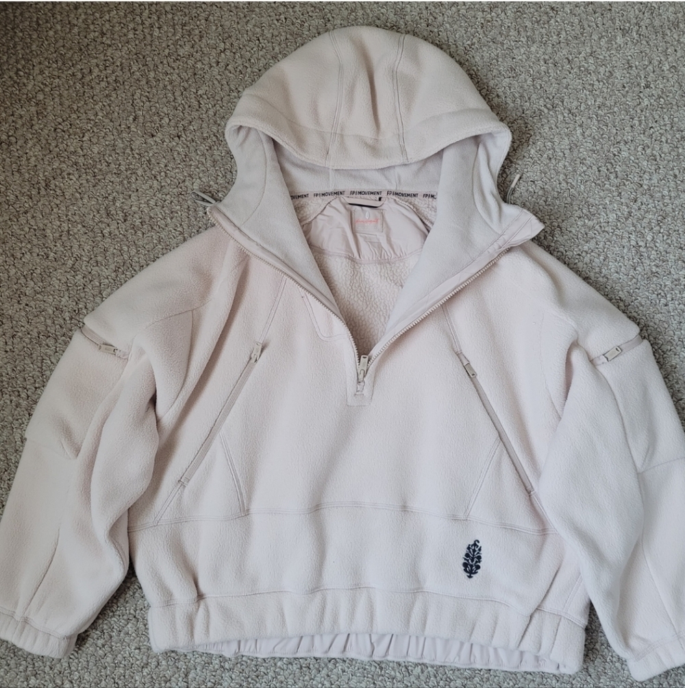 Free People Wild And Free Pullover. 1/2 Zipper Hooded Jacket - Picture 3 of 10